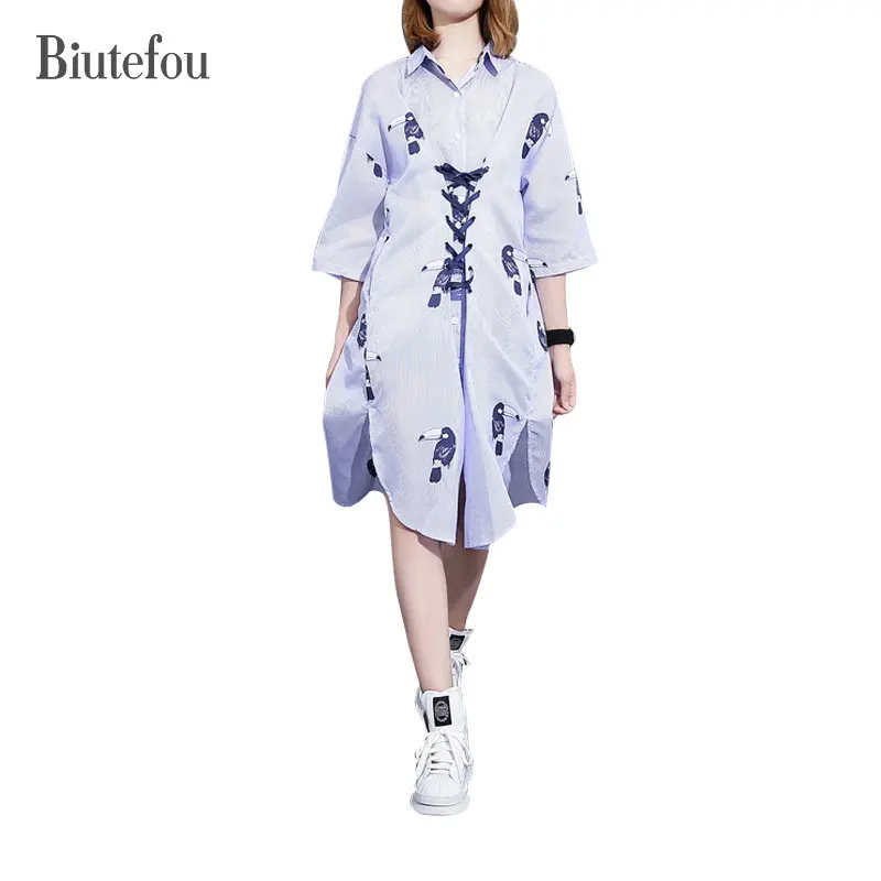 Новинка 2017 года Прибытие Лето дятел платья с принтом женские полосатые личности