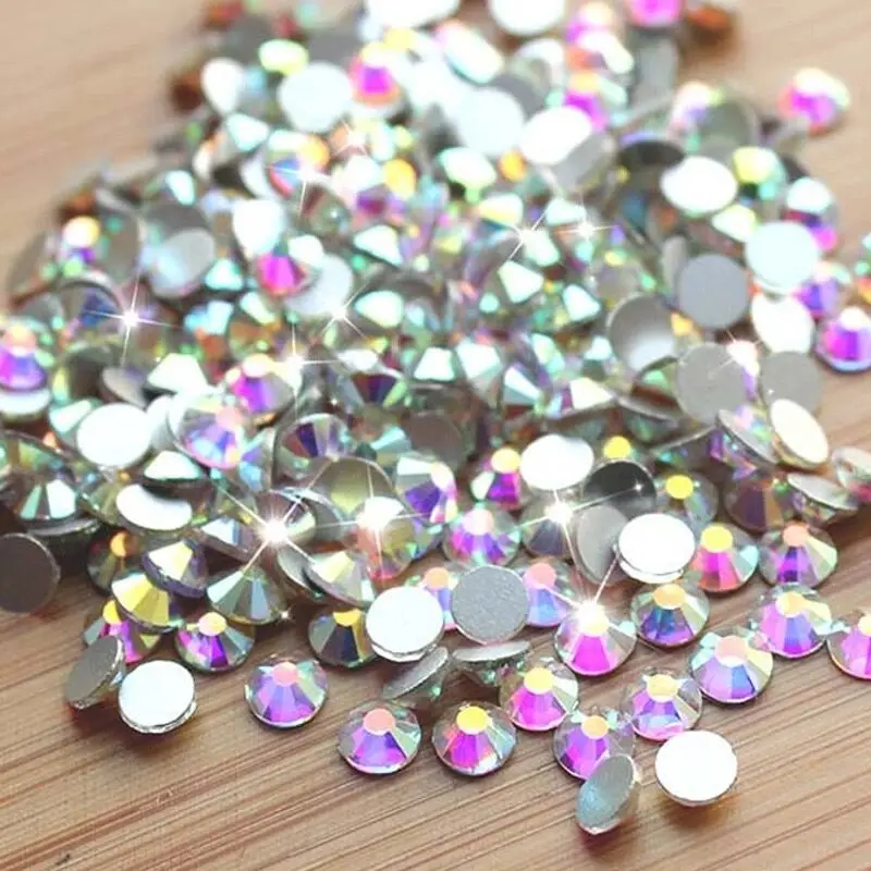 1440 шт AB Crystal Strass 3D горный хрусталь Дизайн ногтей украшения (SS3 SS20) Серебро Flatback