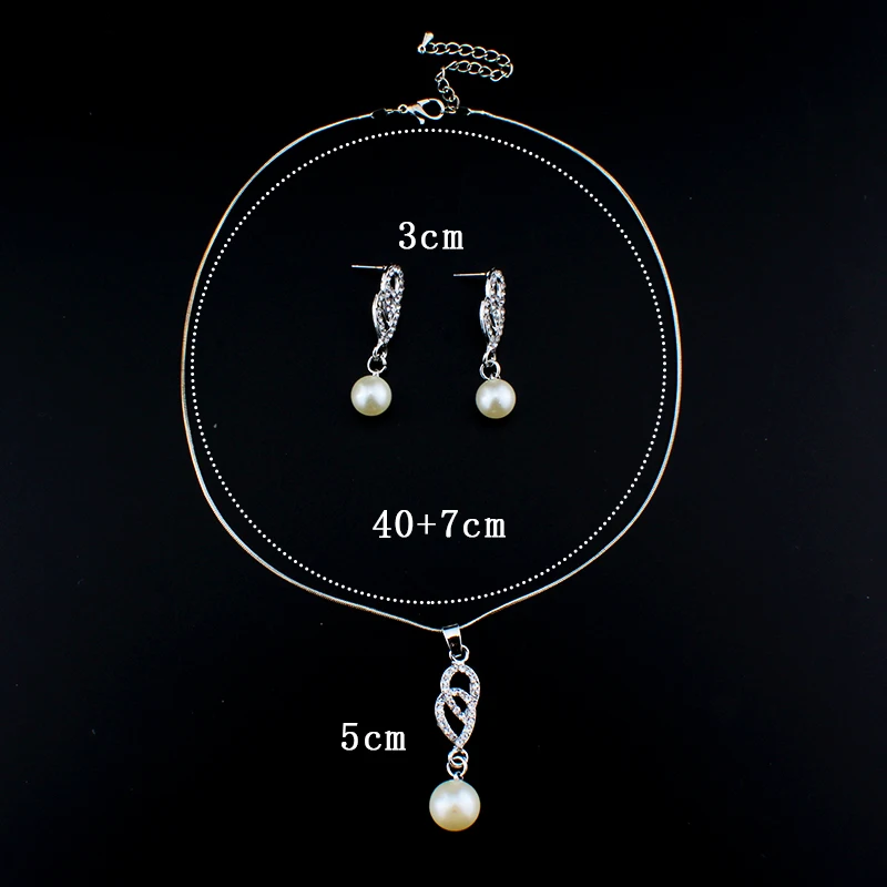 Fashion Crystal Simulated Pearl Heart Jewelry Set For Women Wedding Necklace Earrings Bridal Sets Charm Gifts | Украшения и