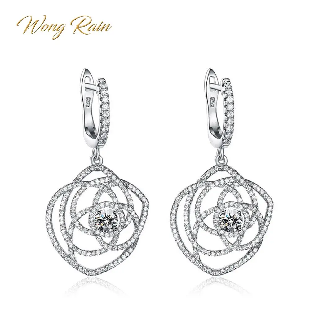 Серьги кольца Wong Rain из серебра 925 пробы с натуральным шпинделем женские серьги