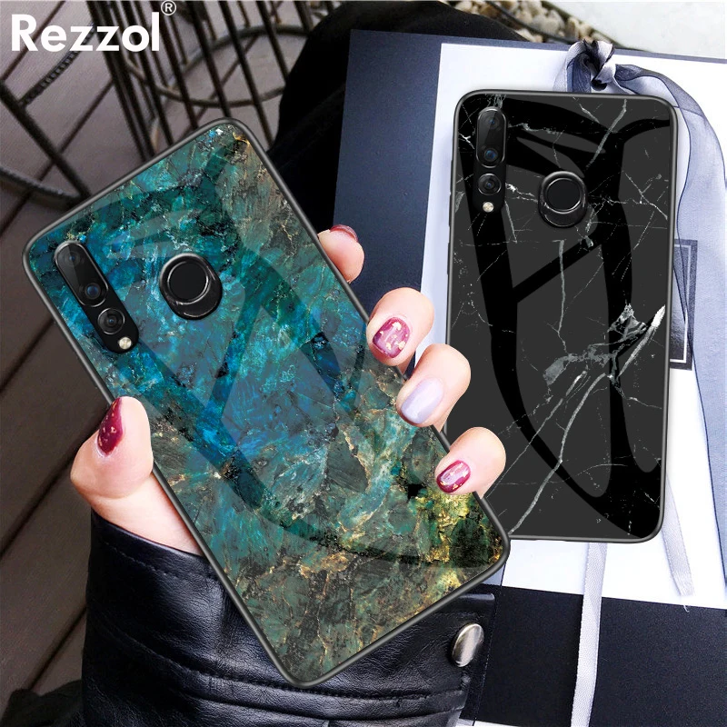 Чехол Rezzol для Huawei Honor 9X Premium мраморный чехол-накладка из закаленного стекла Global