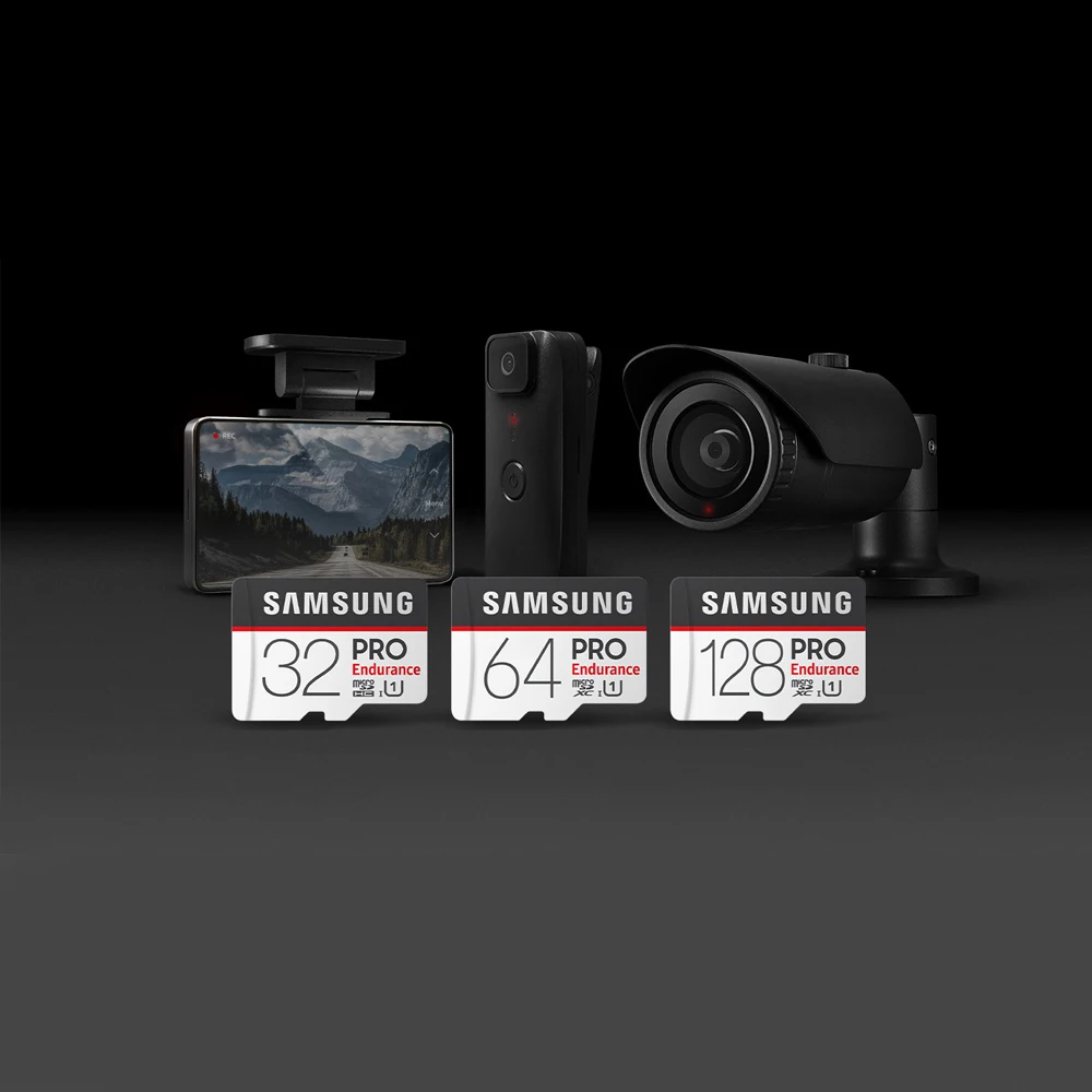 Samsung MicroSDXC PRO выносливость слот для карт памяти 32 Гб 64 Гб 128 ГБ с адаптером карты 4K и FHD Class 10 до 100 МБ/с. читать Скорость