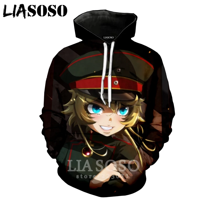 LIASOSO Новинка зимы для мужчин и женщин толстовка с 3D принтом аниме Youjo Senki Saga of Tanya худи Обитель зла Топ пуловер с длинными рукавами B086-9 - Цвет: 24
