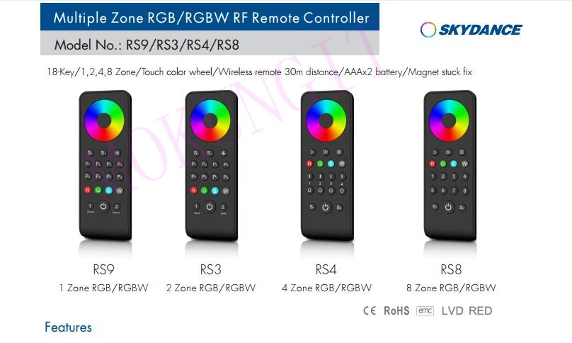 2 зоны 2,4G RGB/пульт дистанционного управления RGBW RS3