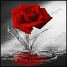 Набор для вышивки крестиком 5D сделай сам, набор для алмазной 3D вышивки из полимерной смолы с цветочным узором в виде красной розы, домашние Свадебные украшения