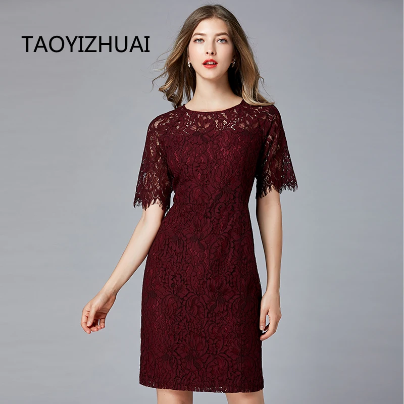 Женское прямое кружевное платье TAOYIZHUAI винтажные вечерние платья до колена с