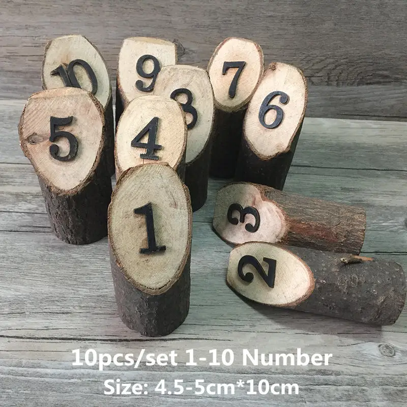 4.5-5cmX10cm 10 шт. деревенские настольные номера Деревянные карточки с именем Держатели Стойки Свадебная вечеринка направление настенная вывеска номер Украшение Дома - Цвет: 4.5-5cmX10cm
