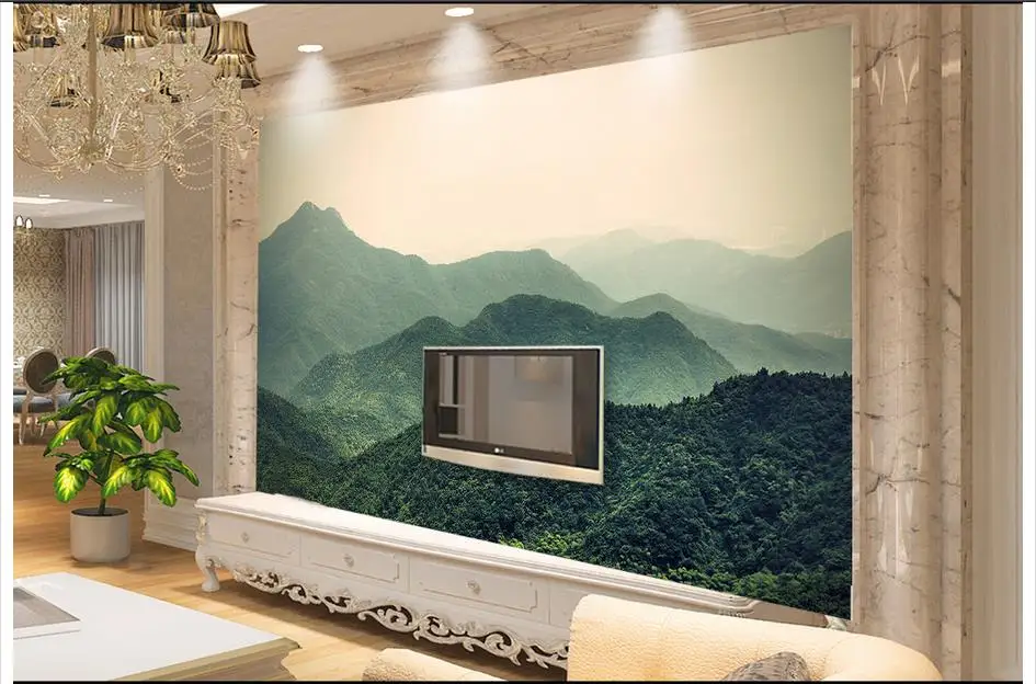 

Пользовательские фото обои 3d настенные фрески обои ТВ Настройка стены природа, горы Зеленый 3 d обои фон Настенный декор