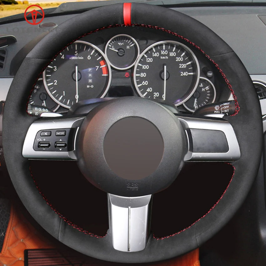Lqtenleo черная замша DIY Ручная прошивка автомобиля рулевое колесо крышка для Mazda MX-5 2009- RX-8 2008-2013 CX-7 CX7 2007-2009