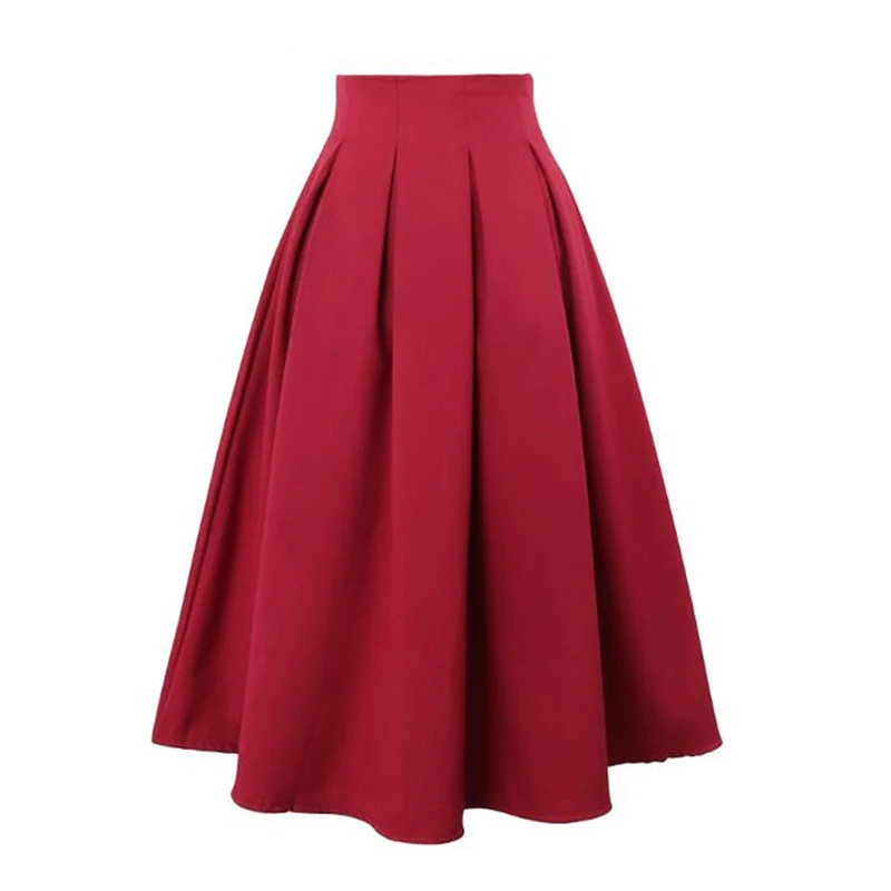 Юбка женская Плиссированная до колена с высокой талией однотонная для офиса на