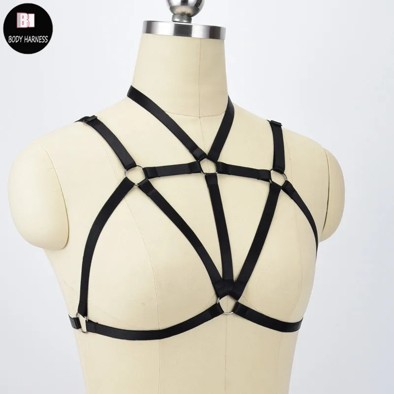 Сексуальный черный Регулируемый бюстгальтер в стиле Фетиш с открытой грудью для