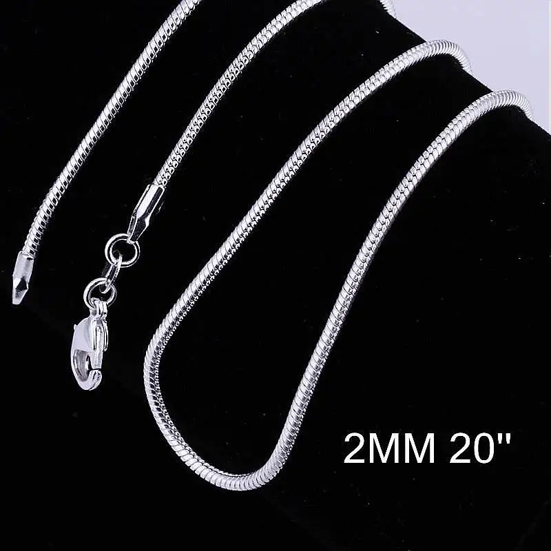 

2mm Brass Snake Chain Necklace Making with Lobster Claw Clasps silver Color 24" 20''