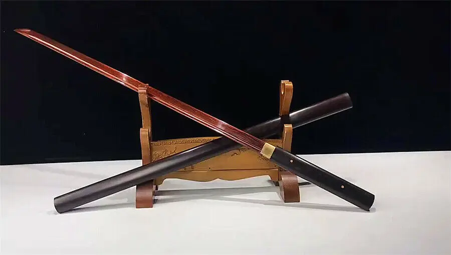 Высокое качество палки меч острый катана кровеносная красная Дамасская сталь