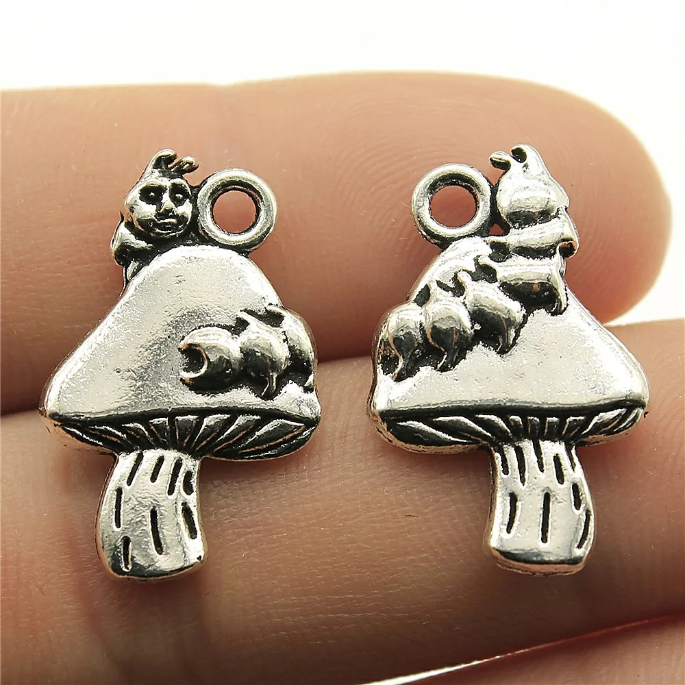 8pcs Charms Caterpillar Mushroom Antique Silver Color 1x0.6 Inch (25x16mm) Metal Alloy Jewelry DIY Accessories | Украшения и