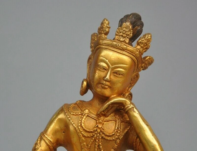 Тибетский буддизм бронзовый позолоченный сидячий Лотос тара Кван-Инь богиня