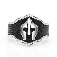 925 sterling silver spartan warrior helmet mask men personality punk biker cool finger ring for men party fashion jewelry