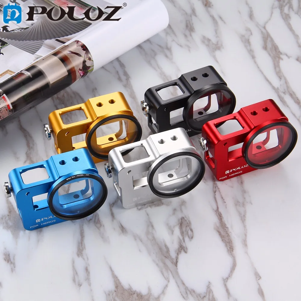 PULUZ for Go Pro Accessories Housing Shell CNC Aluminum Alloy Protective Cage Hard case with 52mm UV Lens GoPro HERO5 HERO 5 | Электроника