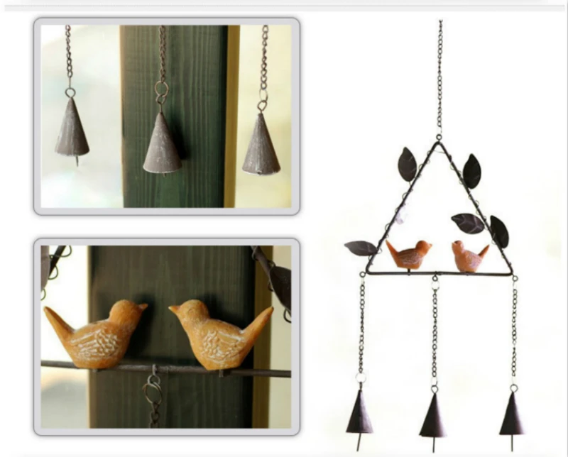 Wind chime четыре дополнительных креативные птицы японский ручной работы металлические колокольчики Музыка Ветра украшения дома кованого железа подвески