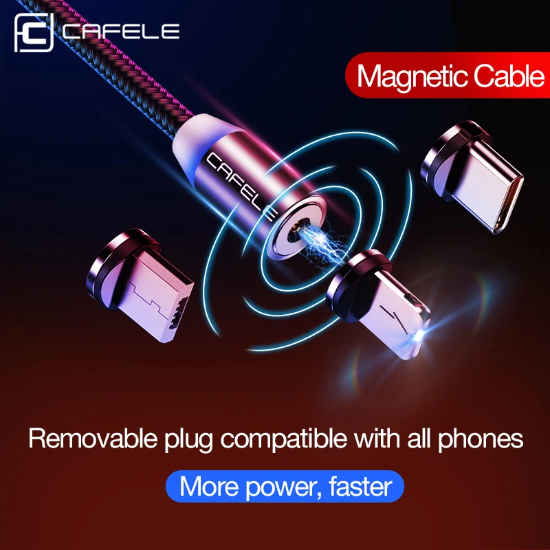 Магнитный светодиодный usb кабель Cafele для iPhone Micro USB C зарядный Huawei Samsung Xiaomi