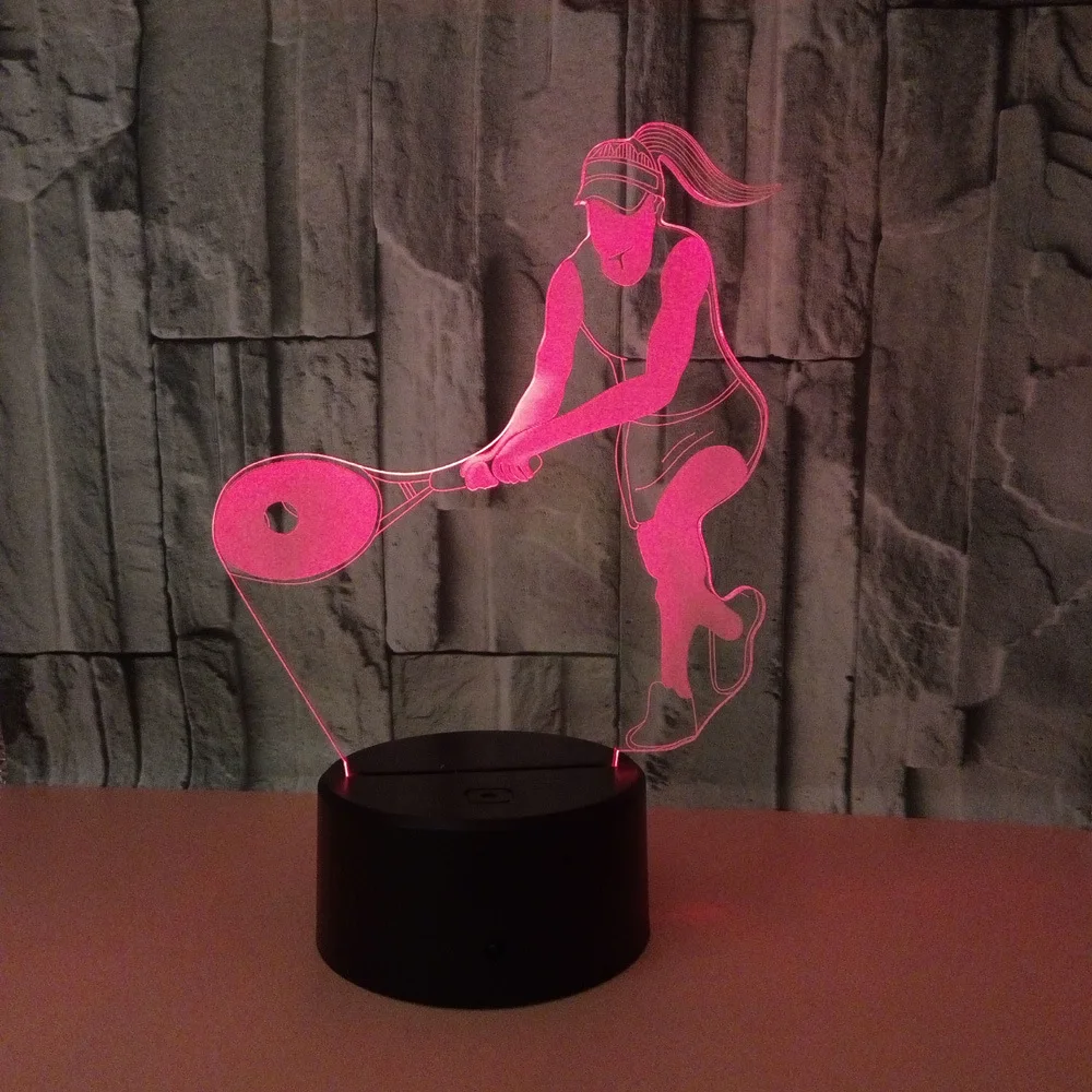 3D Теннис красочная настольная лампа Touch светодиодный стерео видения Ночник