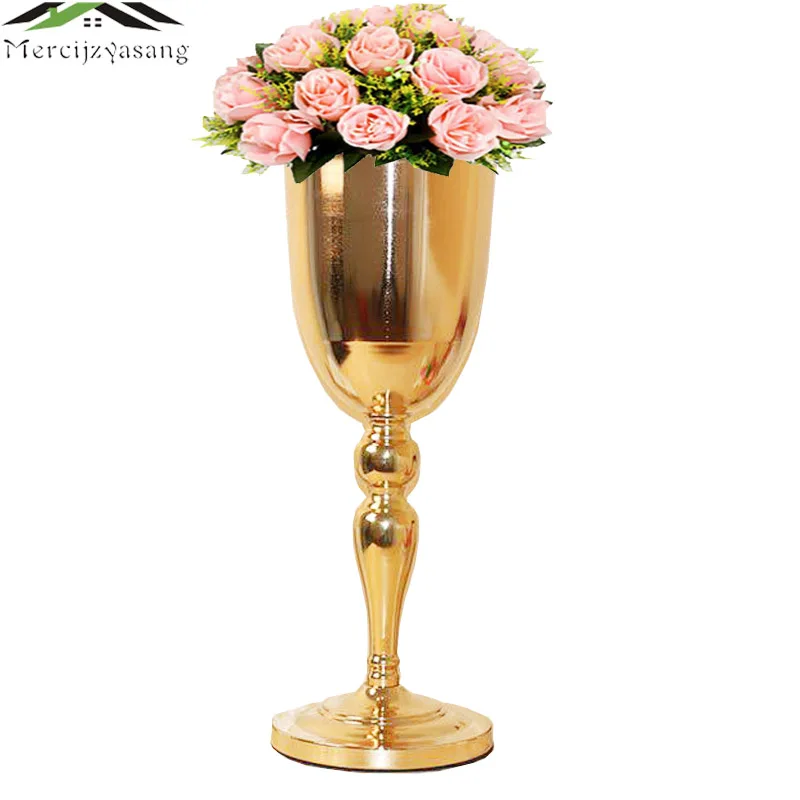 

2PCS/LOT Gold Tabletop Vases Metal Flower Vase Table Centerpiece For Mariage Flowers Holders For Wedding Home Decoration 01101