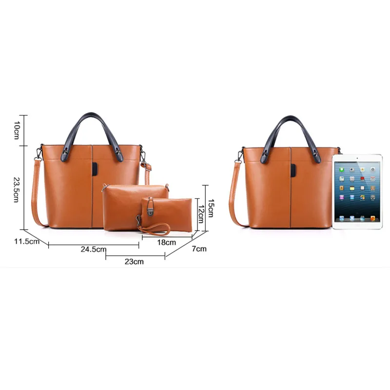 3 шт./компл. женская сумка из искусственной кожи сумка-тоут на молнии