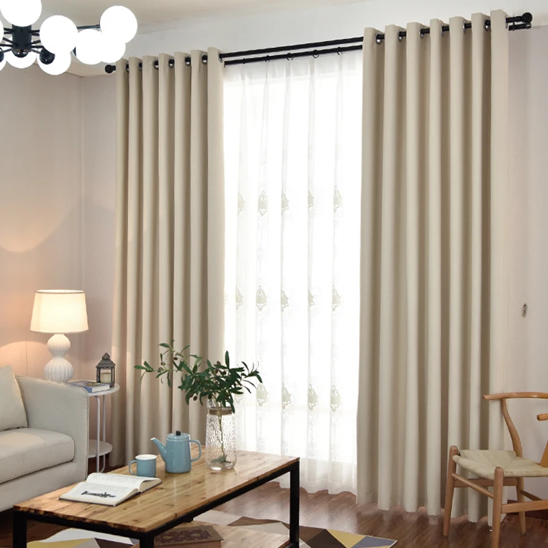 Beige curtains AOSIDI, современные затемненные занавески для гостиной, сплошная ткань, занавески, ткань для спальни, на окно, готовые портьеры, жалюзи - Цвет: Beige curtains