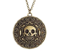 vintage style pirates of the caribbean coin skull pendant necklace cursed pirate doubloon necklace