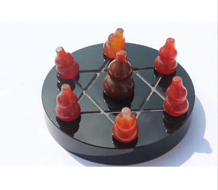 

Natural Agate gourd CRYSTAL Seven star array HEALING+obsidian standing