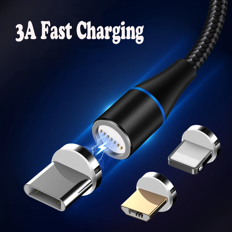 Магнитный кабель 3A Micro usb type C, адаптер для быстрой зарядки телефона Microusb type-C, магнитное зарядное устройство usb, многофункциональное устройство для xiaomi