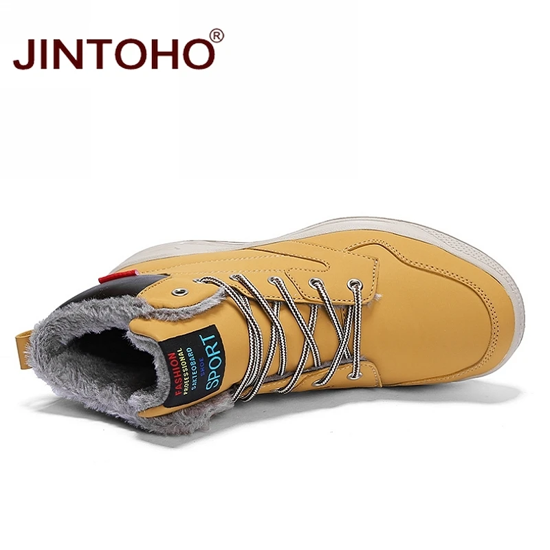 JINTOHO/мужские зимние ботинки больших размеров модные кожаные мотоциклетные в