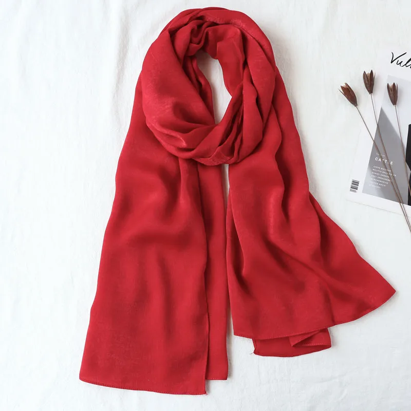 12 tango red Цельный однотонный Малайзийский атласный Шелковый Хиджаб Блестящий хиджаб шарф ислам шаль головные обертывания мягкий шелковый длинный мусульманский хиджаб - Цвет: 12 tango red