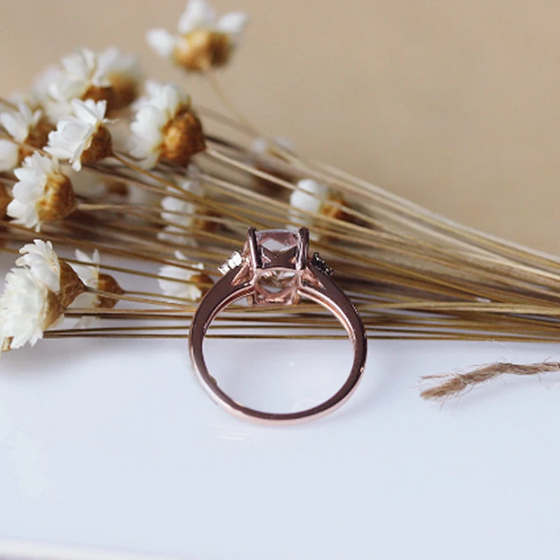 DUPUY Morganite кольца 7*9 мм 1.7ct Подушка резка обручальное кольцо Классические 14k розовое
