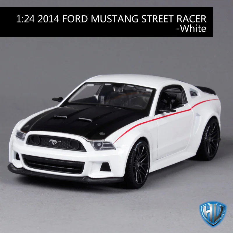 Maisto 1:24 2014 mustang Уличная обувь белый и зеленый цвет гоночный автомобиль литой под