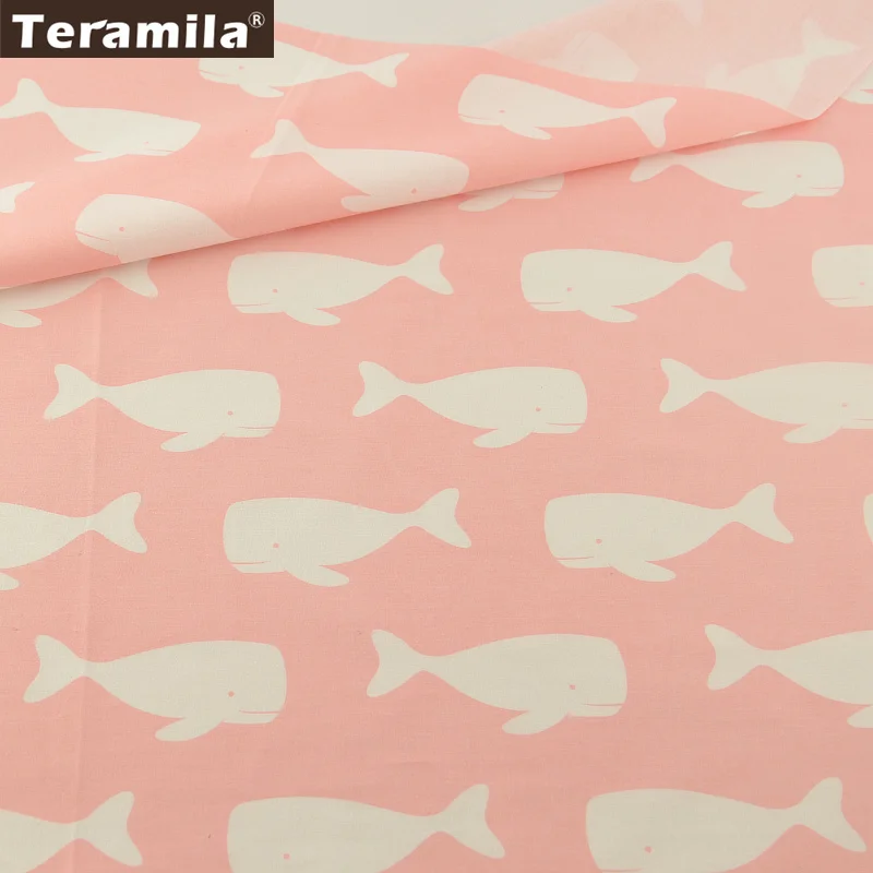 Новые поступления светло розовый 100% хлопок Ткань улыбка Белый Кит конструкций