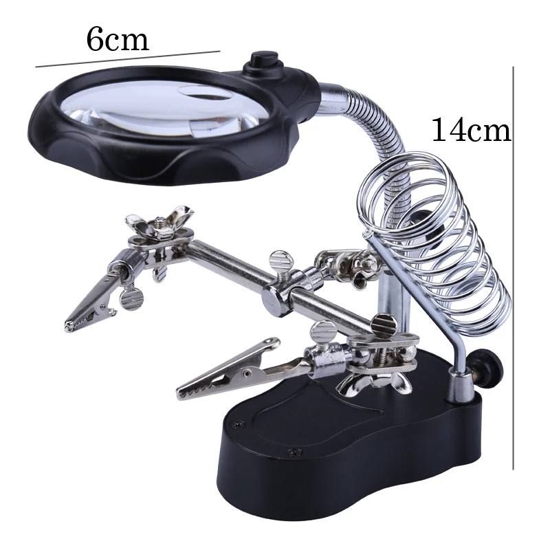 Сварочное увеличительное стекло со светодиодными лампами 3.5X 12X Лупа паяльник