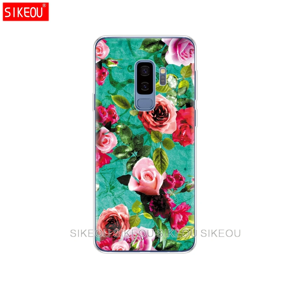 Силиконовый чехол для Samsung Galaxy S9 S8 S7 S6 edge S5 S4 S3 PLUS телефона с розовым цветком и