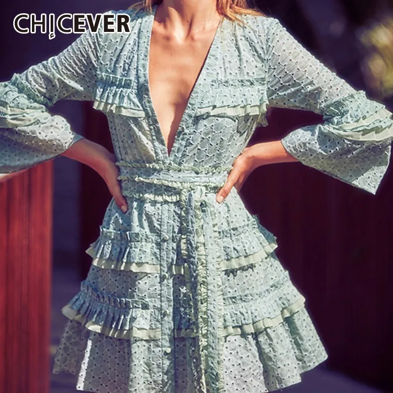 Женское платье-трапеция CHICEVER летнее платье с треугольным вырезом и