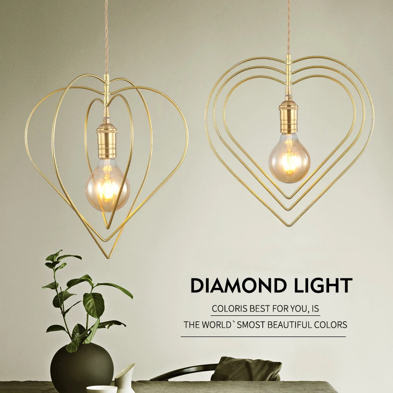 

Nordic creative heart pendant lamp E27 LED personality hanging lights for living room bedroom children's room restaurant hotel