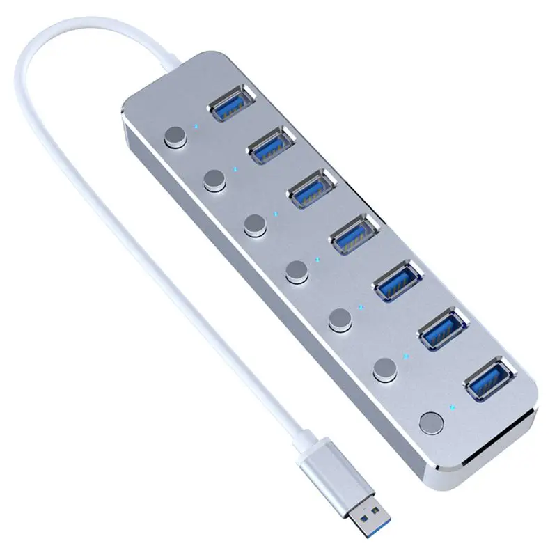 Алюминиевый 3,0 Суперскоростной концентратор 7 портов внешний Micro-USB hub-разветвитель портативный для Apple Macbook Air ноутбук ПК планшет концентратор