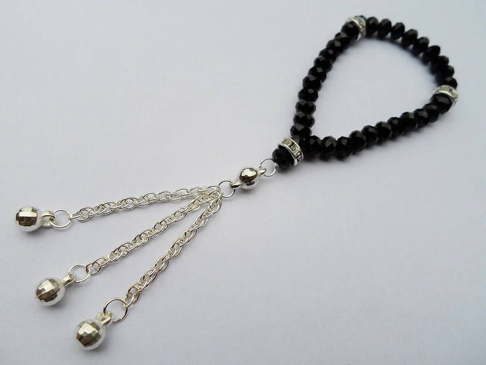 Новый тип черная Хрустальная веревка цепочка с шармами шнек мусульманский