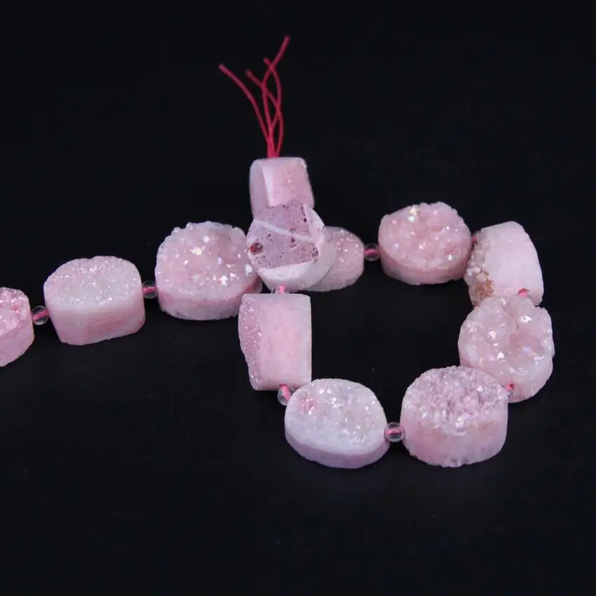Approx16 шт/прядь розовый натуральный кварц Druzy овальная плита самородок бусины руг