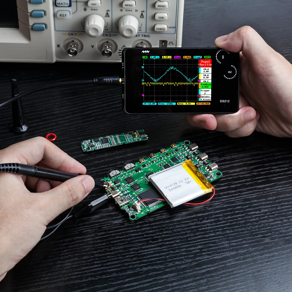 Цифровой осциллограф DS212 DSO 2CH анализатор логики USB 2 8 дюйма полноцветный TFT Мб