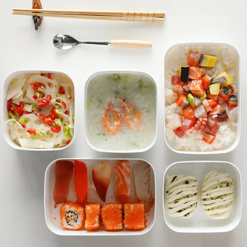 900ML Japan Food Crisper Microwave Oven Plastic Refrigerator Storage Box Rectangular Lunch Fruit Imported box | Дом и сад
