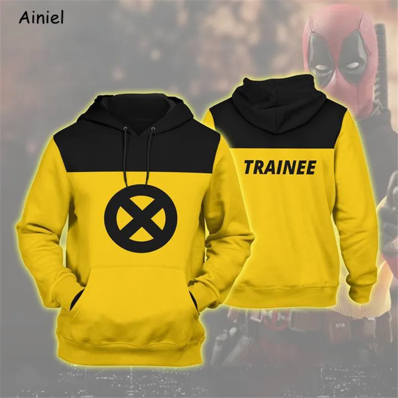 Дети костюм дедпула Дэдпул Толстовка X-Force желтый тонкая футболка толстовки Топ куртки пальто Косплэй для взрослых Для мужчин