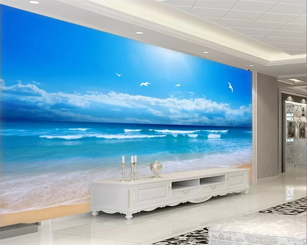 3d обои beibehang на заказ HD синие морские пляжные Декорации для дома ТВ спальни дивана