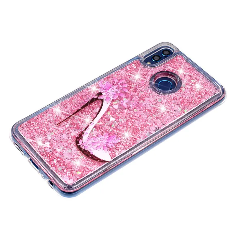 Phone Case For Huawei Honor 8X Protective Shell Glitter Shine Quicksand Shockproof Transparent Cute Back Cover Soft TPU |