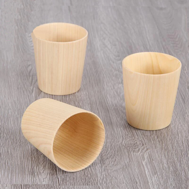 

Creative Handmade Wooden Milk Coffee Cup Large Capacity Drinking Tea Heat Insulation Wooden Cup