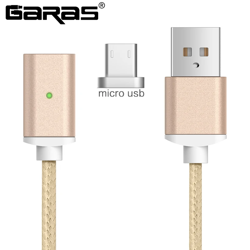 gold micro usb Магнитный кабель GARAS для iphone/Micro USB/type-C, зарядное устройство, адаптер для iphone, магнит, быстрая зарядка, кабели для мобильных телефонов, 2 м - Цвет: gold micro usb