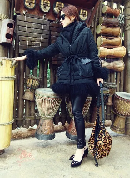 Thickening matte black imitation leather leggings stretch tight pants | Женская одежда